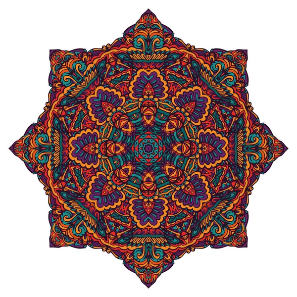 Abstracto mandala diseño floral adorno colorido elemento elegante — Vector de stock