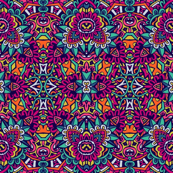 Festive colorat fără sudură vector model psihedelic doodle art — Vector de stoc