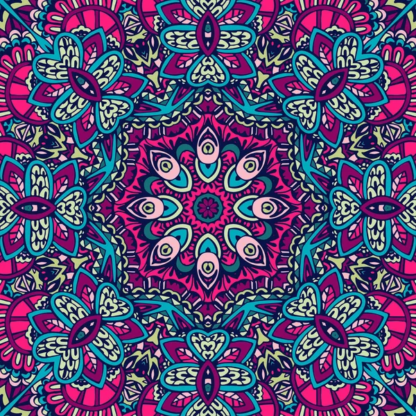Mandala conception florale motif vectoriel coloré ornement sans couture — Image vectorielle