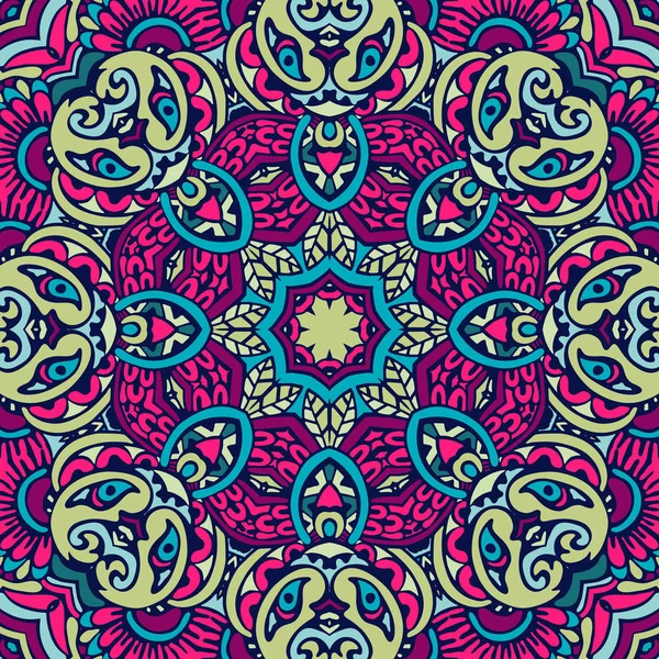 Tribal colorido étnico festivo abstrato floral vetor padrão — Vetor de Stock