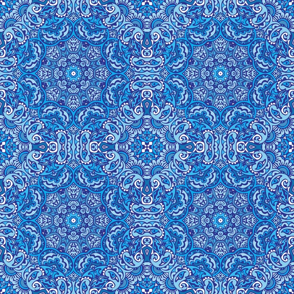 Azul abstrato geométrico mosaico vintage sem costura padrão ornamental . — Vetor de Stock