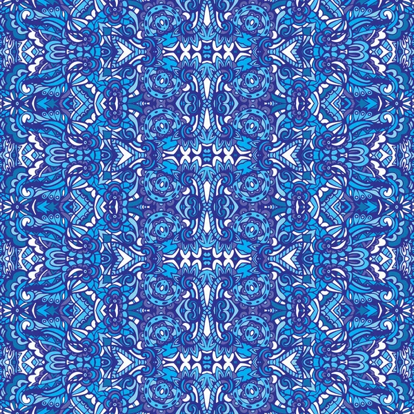 青と白のオリエンタルタイルからテクスチャシームレスベクトルパターンアラベスク、装飾落書き — ストックベクタ