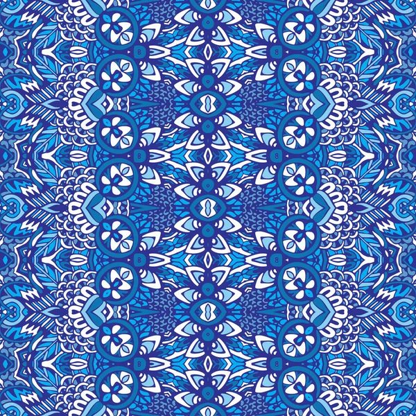 Textur sömlös vektor mönster Arabesque från blått och vitt orientaliska kakel, ornament Doodle — Stock vektor