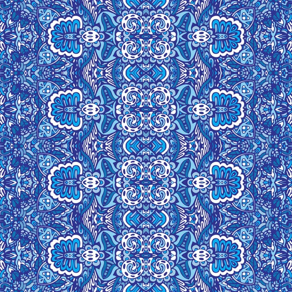 Textura padrão vetor sem costura arabesco de azulejos orientais azuis e brancos, ornamentos doodle — Vetor de Stock