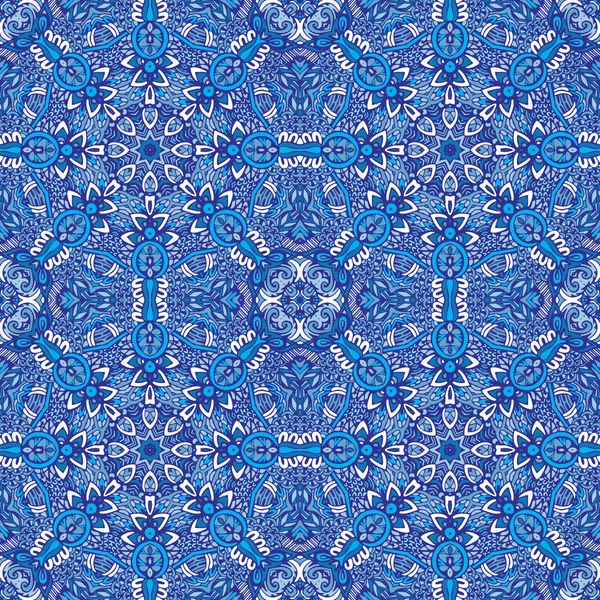 Azul abstracto mosaico geométrico vintage sin costuras patrón ornamental . — Vector de stock