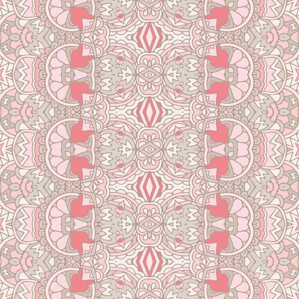 Розовый бесшовный рисунок с этническим геометрическим орнаментом. Дизайн . — стоковый вектор