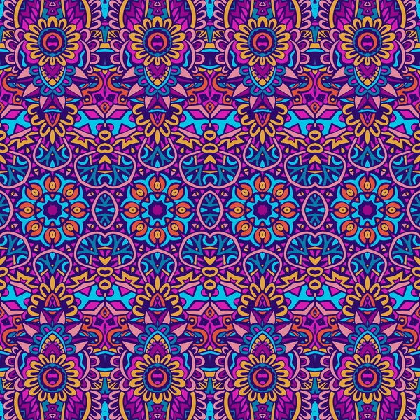 Feestelijke kleurrijke naadloze vector patroon psychedelische doodle kunst — Stockvector