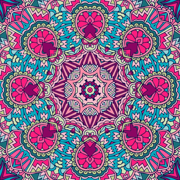 Abstracte feestelijke kleurrijke bloemen Mandala etnische Boho patroon — Stockvector