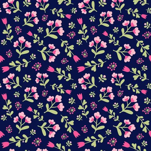Vector seamless floral print for fabric in cartoon style — Free Stock Photo