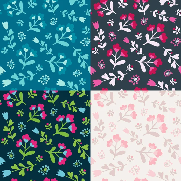 Seamless vector floral pattern set multucolor. Fabric design — Stock Vector