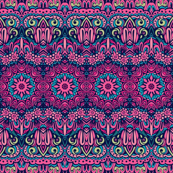 Feestelijke kleurrijke naadloze vector patroon psychedelische doodle kunst — Stockvector