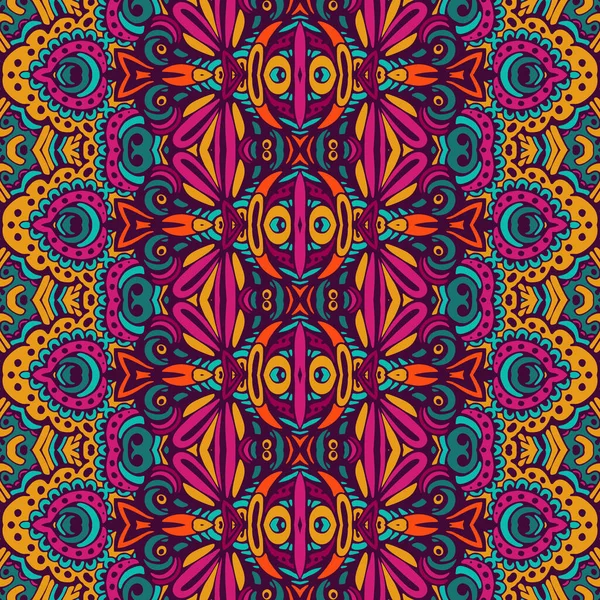 Feestelijke kleurrijke naadloze vector patroon psychedelische doodle kunst — Stockvector