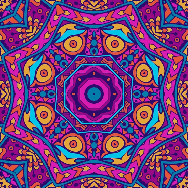 Tribal festival indien design sans couture. Modèle d'art mandala coloré lumineux . — Image vectorielle