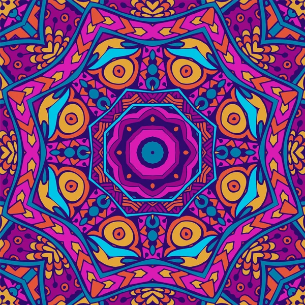Tribal Indian Festival naadloze ontwerp. Heldere kleurrijke Mandala kunst patroon. — Stockvector