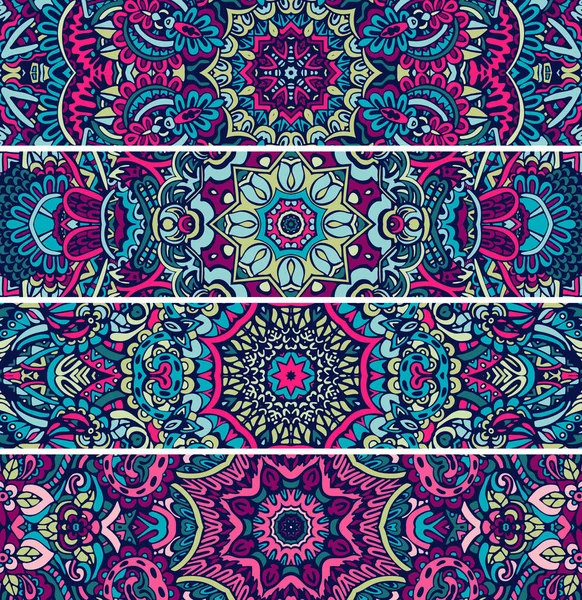 Festive colorful ornamental ethnic banner set. bookmark bundle — Wektor stockowy