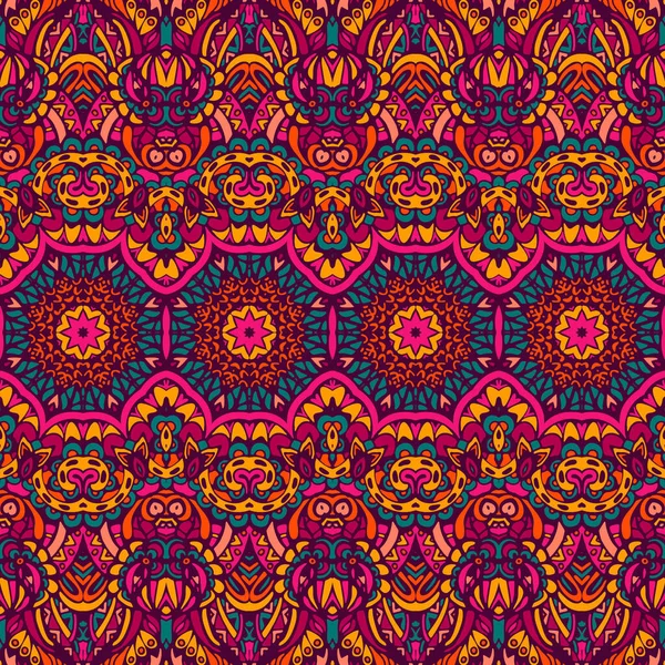 Festlich bunte nahtlose Muster psychedelische Doodle-Kunst — Stockvektor