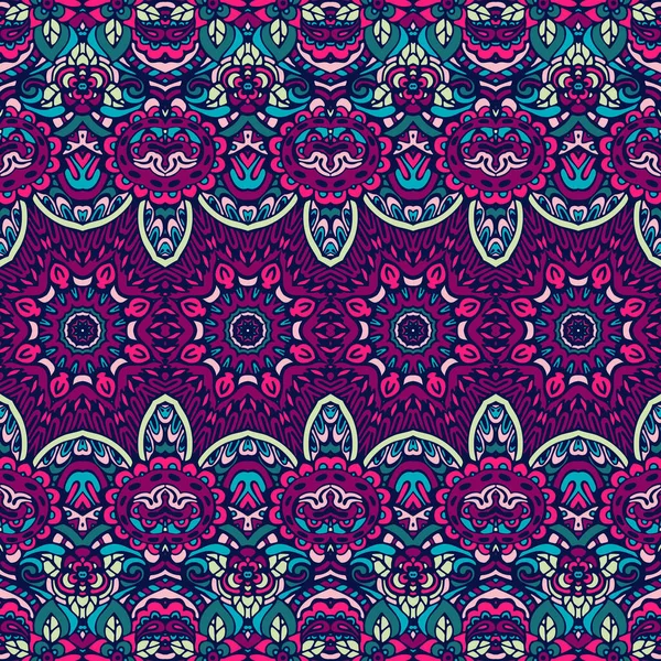 Rosa Tribal étnico festivo abstracto floral Vector patrón — Archivo Imágenes Vectoriales