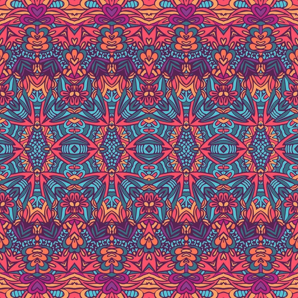 Stamm Indischen Ethnischen Nahtlosen Design Festlich Buntes Mandala Muster — Stockvektor