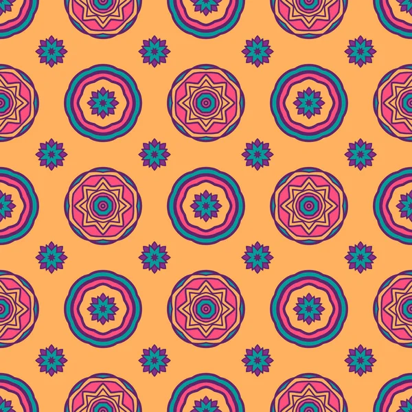 Tiled Ethnic Pattern Fabric Abstract Geometric Mosaic Vintage Seamless Pattern — ストックベクタ