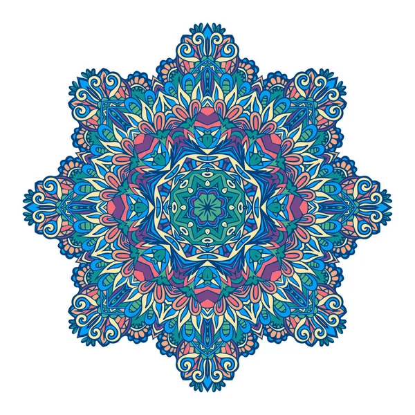 Patrón Medallón Decorativo Colorido Abstracto Vector Boho Mandala Con Motivos — Vector de stock