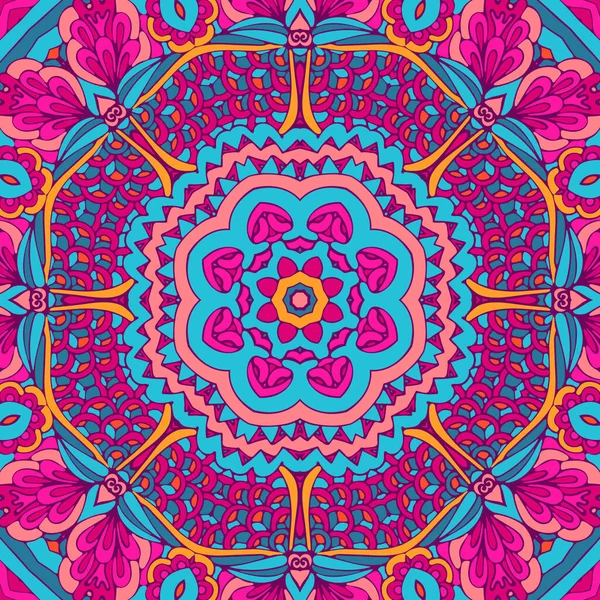 Patrón Étnico Tribal Festivo Para Tela Abstracto Geométrico Garabato Mandala — Vector de stock