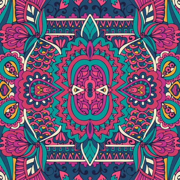 Ethnische Tribal Festliche Muster Für Stoff Abstrakte Geometrische Doodle Mandala — Stockvektor