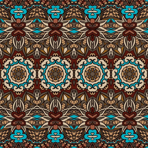 矢量无缝图案的非洲艺术蜡染 族裔印花复古面料设计 — 图库矢量图片