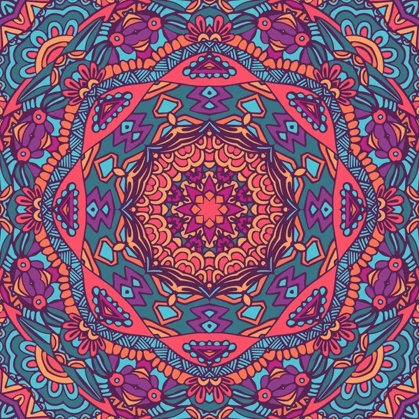Tribal Ethnic Indian Seamless Vector Design Festive Colorful Mandala Art — Stock Vector