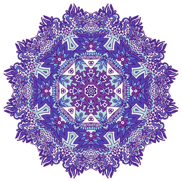 Patrón Estrella Vector Azul Blanco Con Arabescos Elementos Florales Doodle — Archivo Imágenes Vectoriales