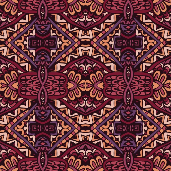 Vintage Mandala Sztuka Bezszwowy Wzór Etniczny Druk Geometryczny Ręcznie Rysowana — Wektor stockowy