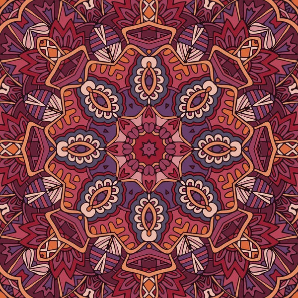 Vintage Mandala Art Seamless Pattern Ethnic Geometric Print Handdrawn Lace — Stock Vector