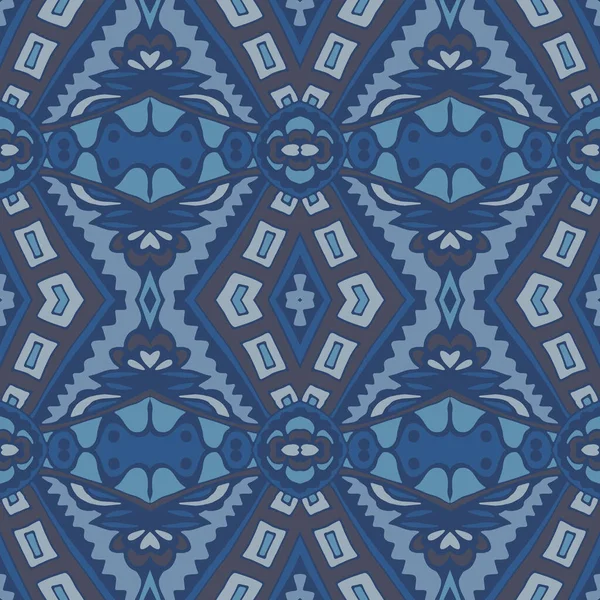 要旨シームレスな装飾ブルーアラベスクメダリオンダマスクベクトルパターンのファブリックとセラミックタイル — ストックベクタ