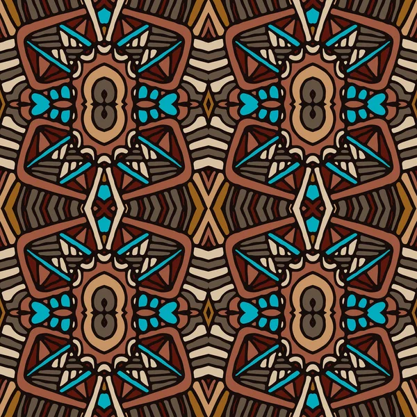 Tribal Indio Flor Étnica Diseño Sin Costuras Adorno Patrón Mandala — Vector de stock