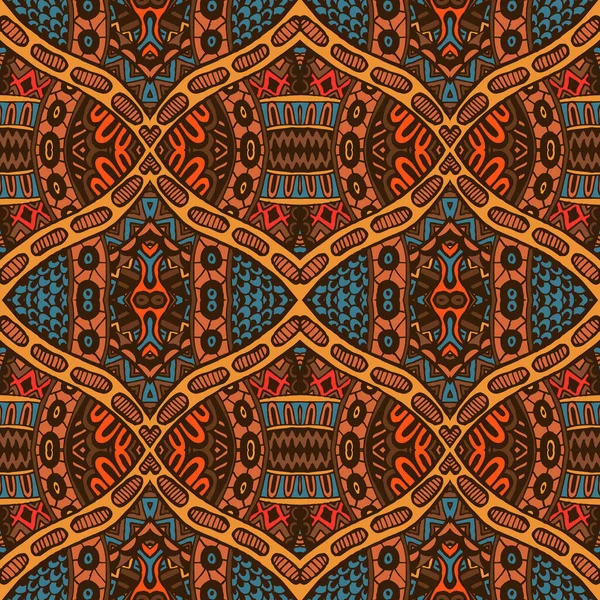 矢量无缝图案种族部落几何迷幻彩色照片 Grunge装饰 — 图库矢量图片