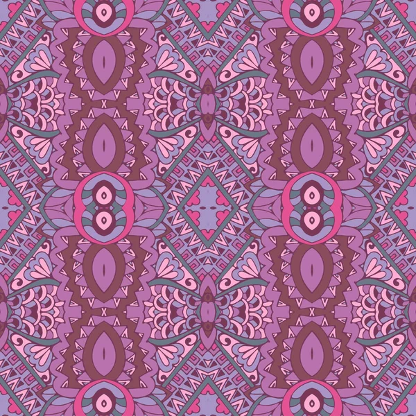 織物のためのタイル張りの民族のBohoパターン 抽象幾何学的モザイクヴィンテージシームレスパターン装飾 — ストックベクタ