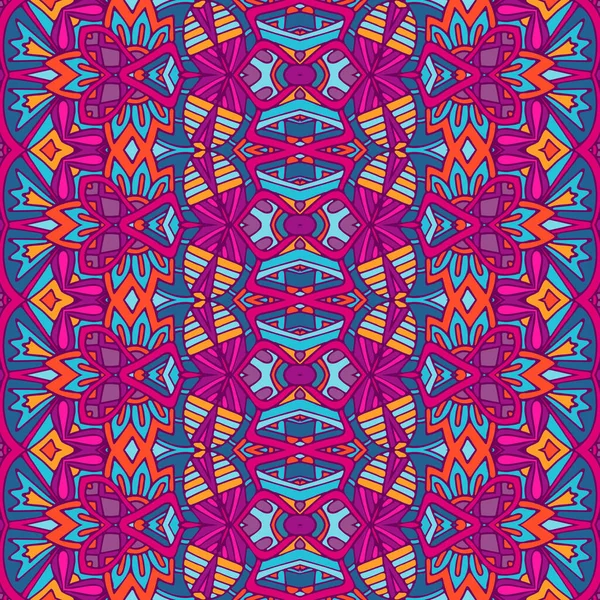 Festive Colorful Seamless Vector Bright Mandala Art Pattern Psychedelic Doodle — Stock Vector