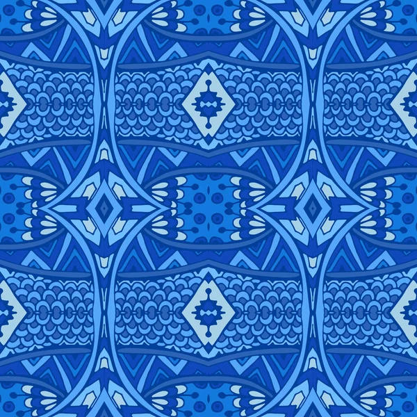 Wunderschönes Nahtloses Patchworkmuster Aus Blauen Orientalischen Fliesen Türkisches Ornament Marokkanisches — Stockvektor