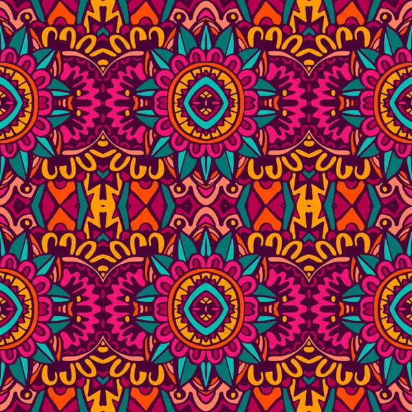 Patrón Étnico Tribal Festivo Para Tela Abstracto Doodle Estilo Sin — Vector de stock