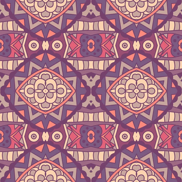 Tribal Vintage Abstrait Floral Géométrique Ethnique Sans Couture Motif Ornemental — Image vectorielle