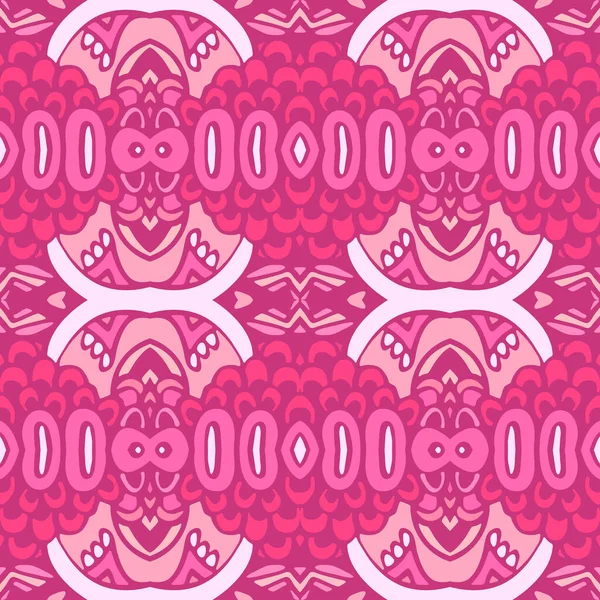 Pink Abstract Geometric Tiles Bohemian Ethnic Seamless Pattern Ornamental Classic — Stock Vector