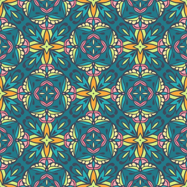 Papier Peint Tendance Tissu Vintage Décoration Vacances Mexicaine Fleur Géométrique — Image vectorielle