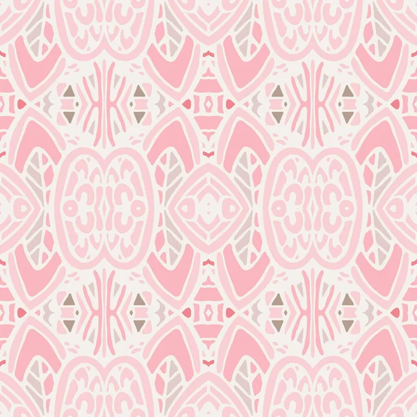 Винтажный Симпатичный Розовый Рисунок Плитки Швов Этническая Геометрическая Печать Орнаментальная — стоковый вектор