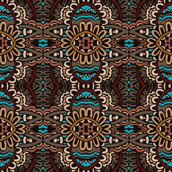 Vintage Mandala Art Motif Sans Couture Tirage Géométrique Ethnique Dentelle — Image vectorielle