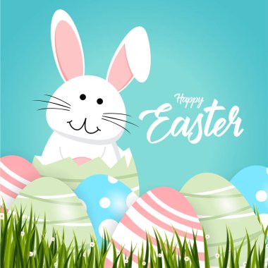 Mutlu Paskalya tavşan sevimli tavşan beyaz