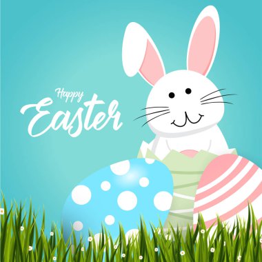 Mutlu Paskalya tavşan sevimli tavşan beyaz