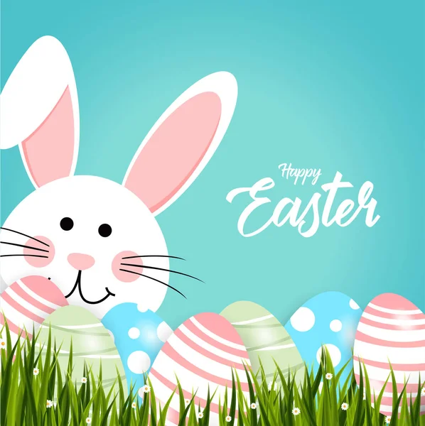 Šťastné Velikonoce Králík Bílý Roztomilý Zajíček — Stockový vektor