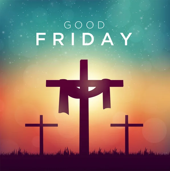 Good Friday vector illustration for christian religious with cross — Stock Vector