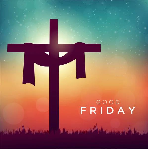 Haç ile Hıristiyan dini için Good Friday vektör illüstrasyon — Stok Vektör