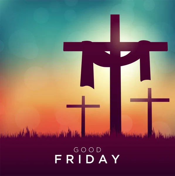 Venerdì Santo vettoriale illustrazione per religiosi cristiani con croce — Vettoriale Stock