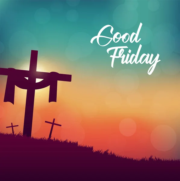 Venerdì Santo vettoriale illustrazione per religiosi cristiani con croce — Vettoriale Stock